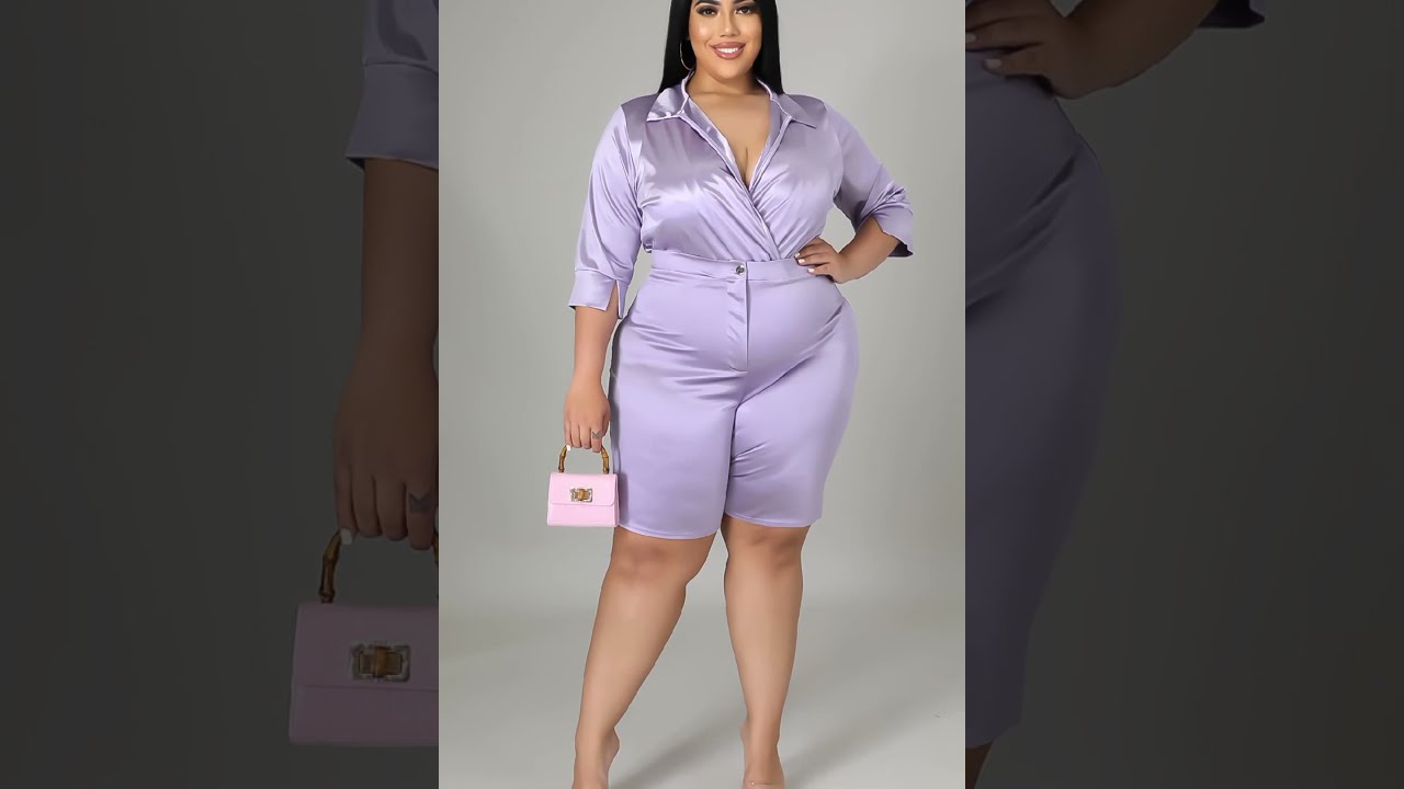 plus size women in Love bodysuit short set| Looking boldly| curvy models Fashion dresses collection