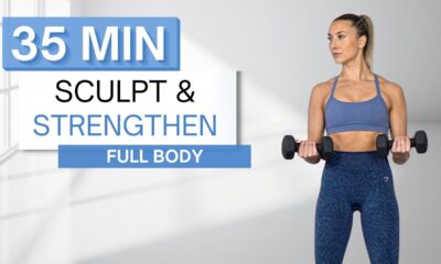 35 min SCULPT AND STRENGTHEN FULL BODY WORKOUT | With Dumbbells (And Without) | Warm Up + Cool Down