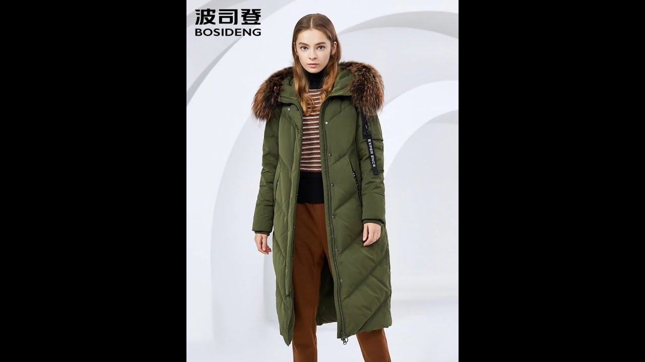 BOSIDENG women-s winter big real fur collar hooded ladies down jacket new thicken warm waterproof