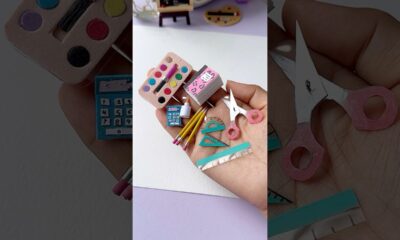 7 DIY Miniature School Supplies #shorts #craft #diy #youtubeshorts