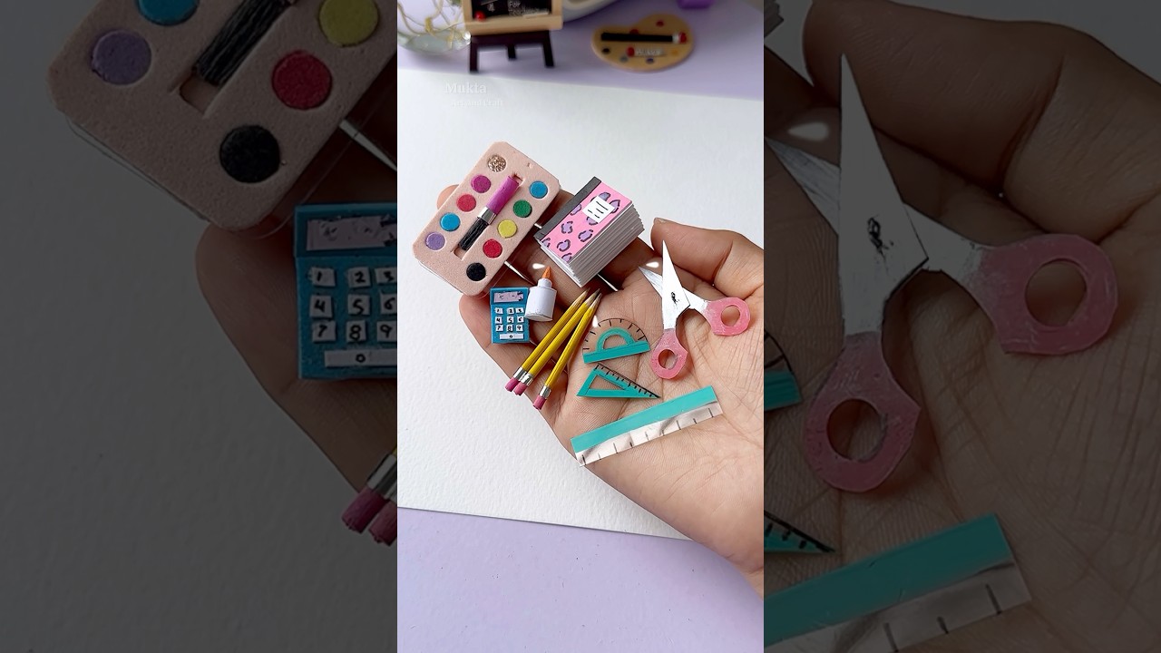 7 DIY Miniature School Supplies #shorts #craft #diy #youtubeshorts