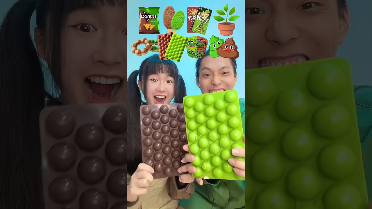 Green Food VS Brown Food Challenge ASMR🪴💩#mukbang #asmr #shorts