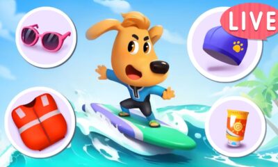 🔴LIVE | Let’s Ride the Waves! Fun Surfing Cartoon | Kids Videos for Kids | Sheriff Labrador