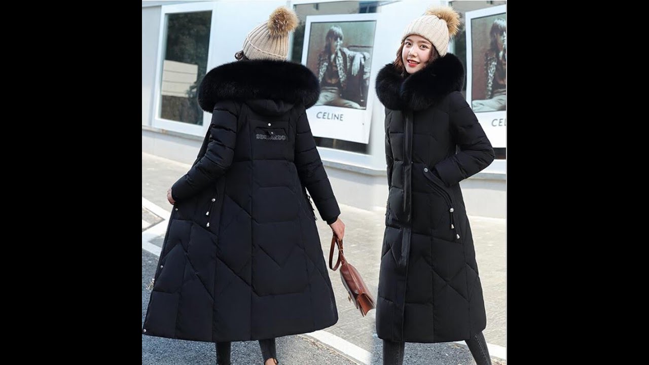 Winter new women-s long section over the knee thickened down cotton jacket Slim big fur collar