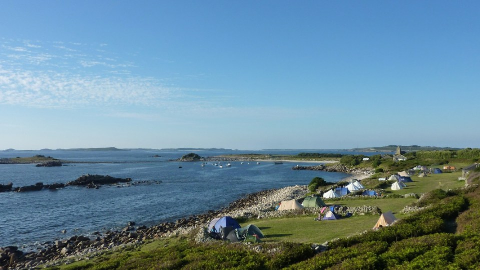 Troytown Farm campsite is located on its own beach, with views looking out to sea