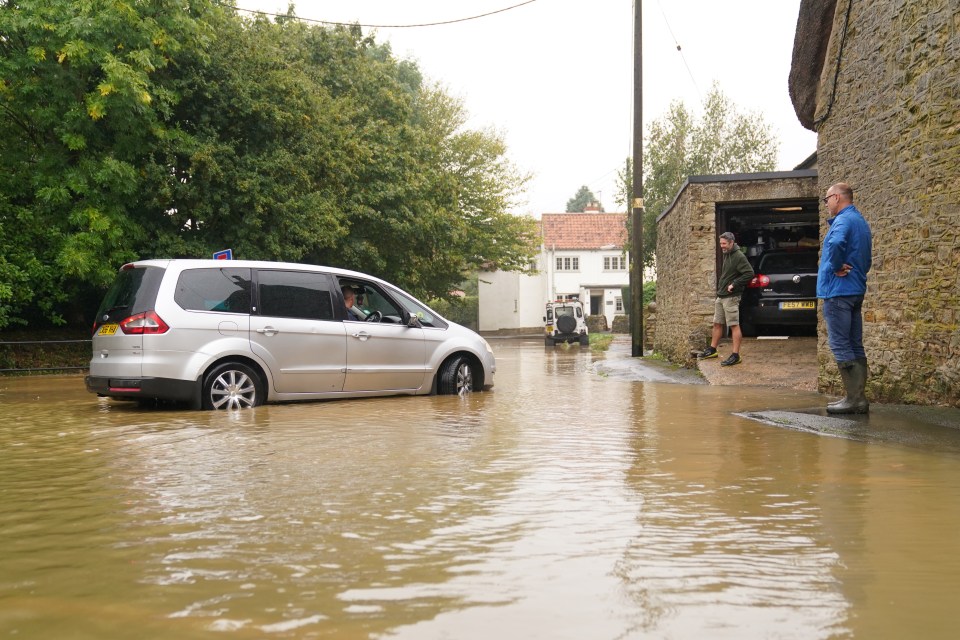 Flood water in Grendon, Northamptonshire