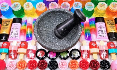 Satisfying Video Mixing Makeup Cosmetics Glitter Squishy Balls into Glossy Slime GoGo Slime ASMR