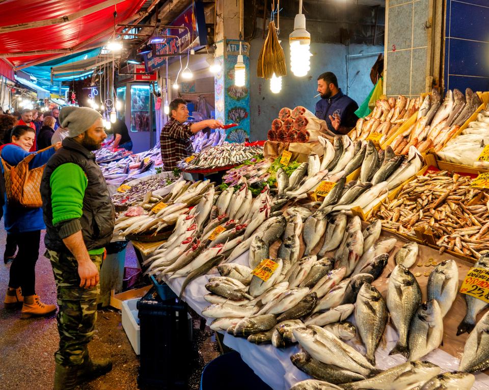 The fish market in the Kemeralti Bazaar offers a wide range of seafood options, and there is a lot more on offer too