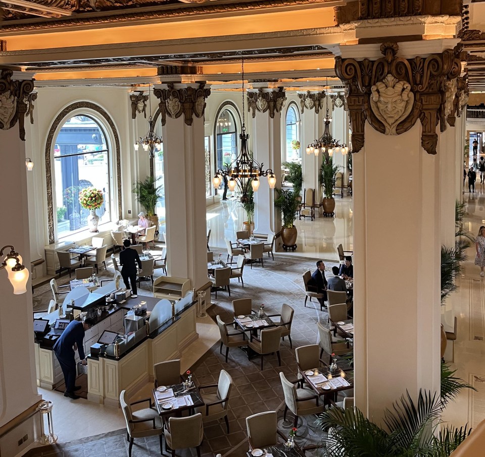 The main lobby is famous for its afternoon tea