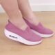 Ice silk heightening air cushion women‘s flyingknit rocking shoes