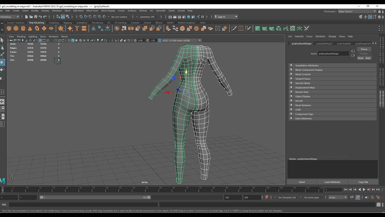 Maya Organic Modeling for beginners Female Body (part  1)