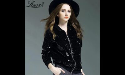 LOMAIYI Women-s Spring/Autumn Jacket Women Black Sequin Jacket Ladies Casual Coat Female Short