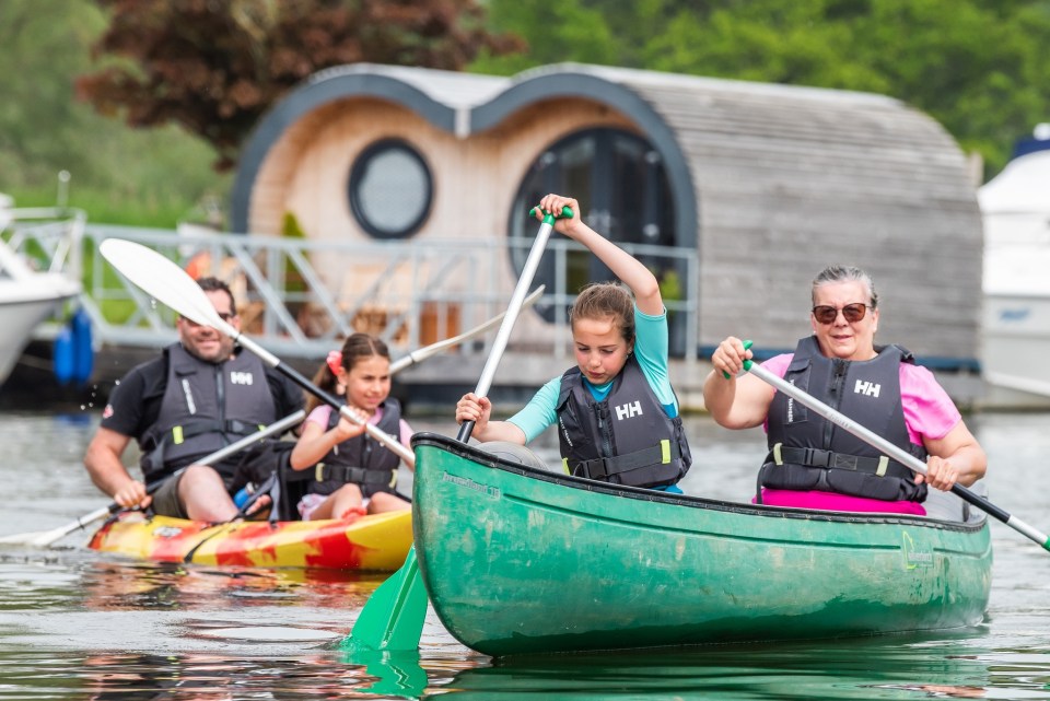 Each houseboat comes with its own rowing boat for guests to explore the river at their own leisure