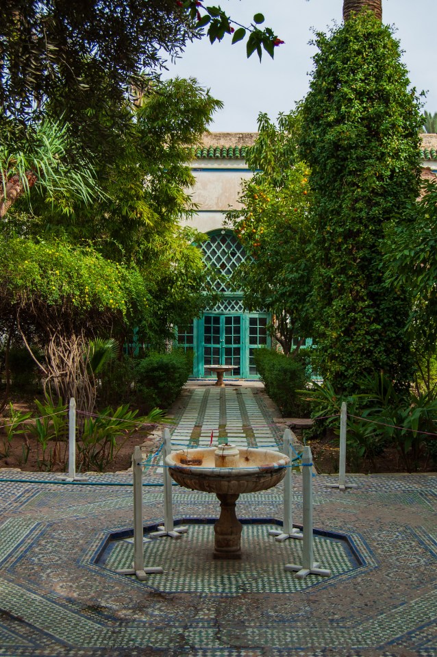 The Bahia Palace gardens have orange and banana trees, cypress trees, hibiscus plants and jasmine shading the walkways