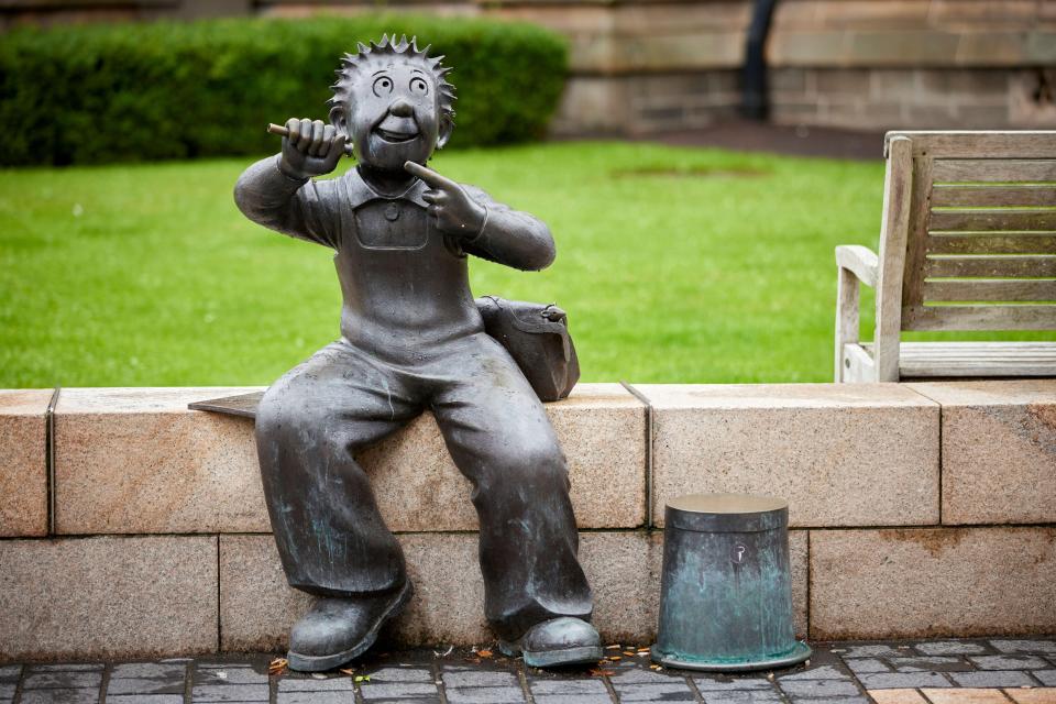 Home to the Beano and the Dandy, statues of the famous comic book characters are dotted throughout Dundee