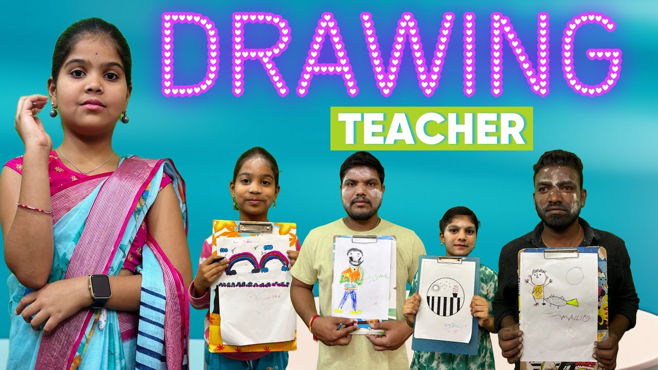 గాయత్రి DRAWING TEACHER video || rider mallesh drawing teacher video || village comedy video ||