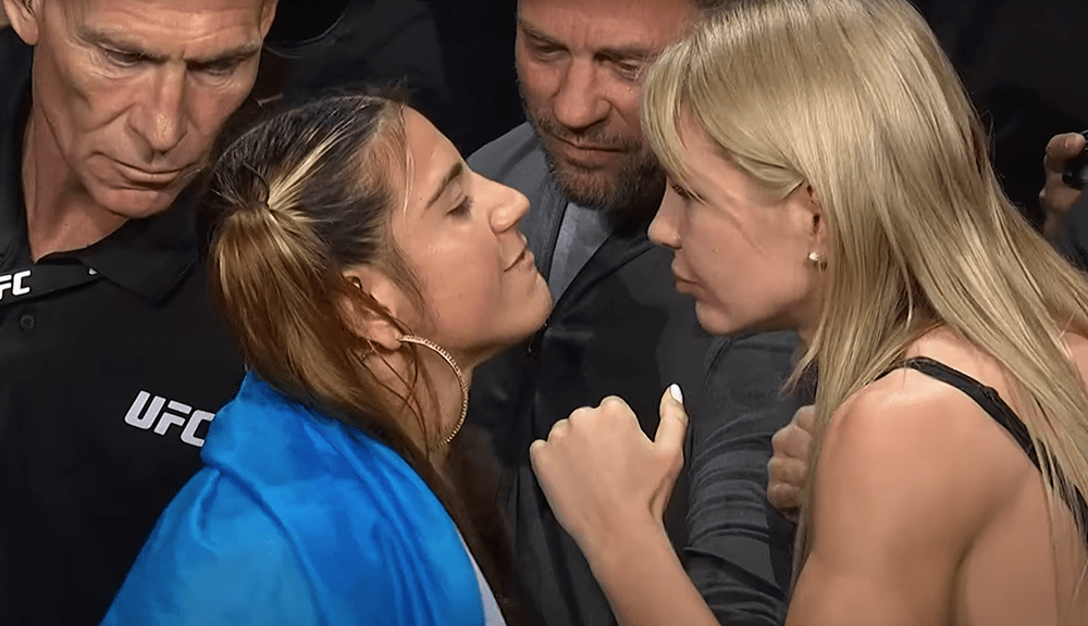 UFC Paris ceremonial weigh-in faceoffs with …