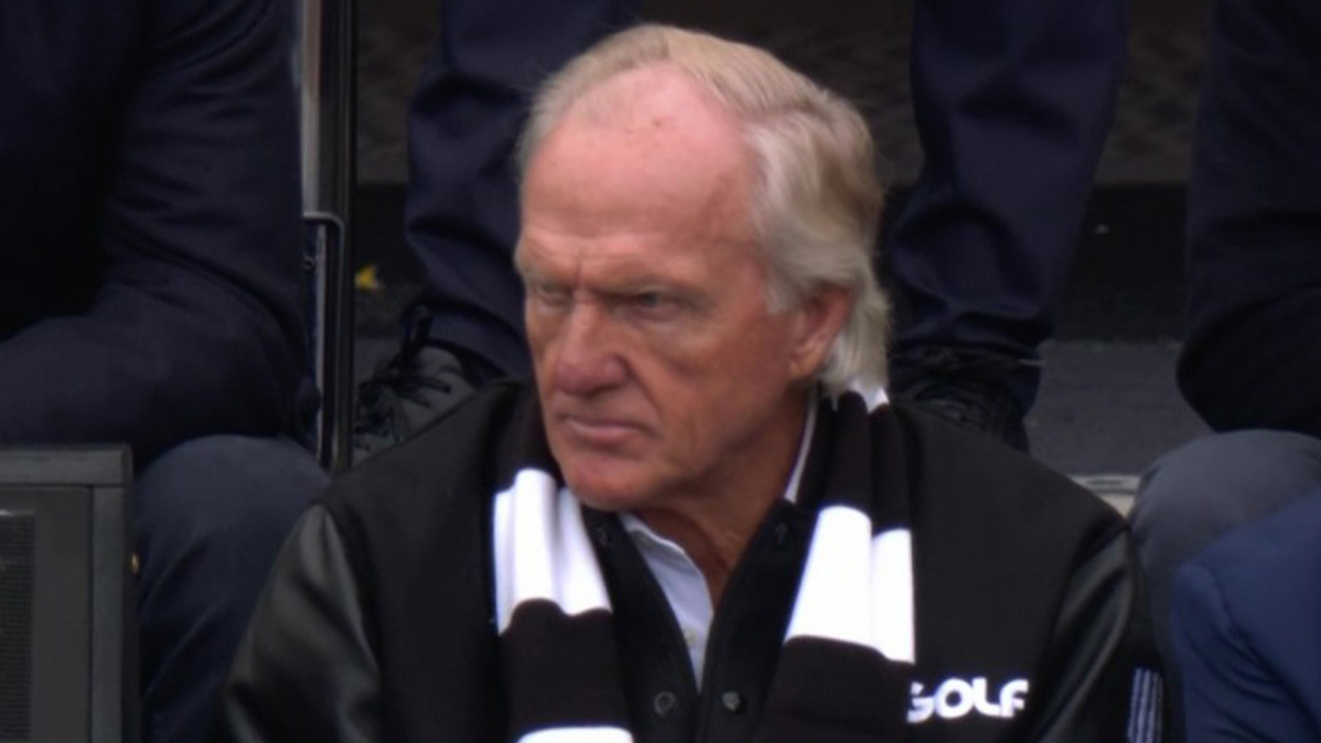 Baffled fans say 'WTF' as golf legend worth £300million who dated Sue Barker cheers on Newcastle against Man City