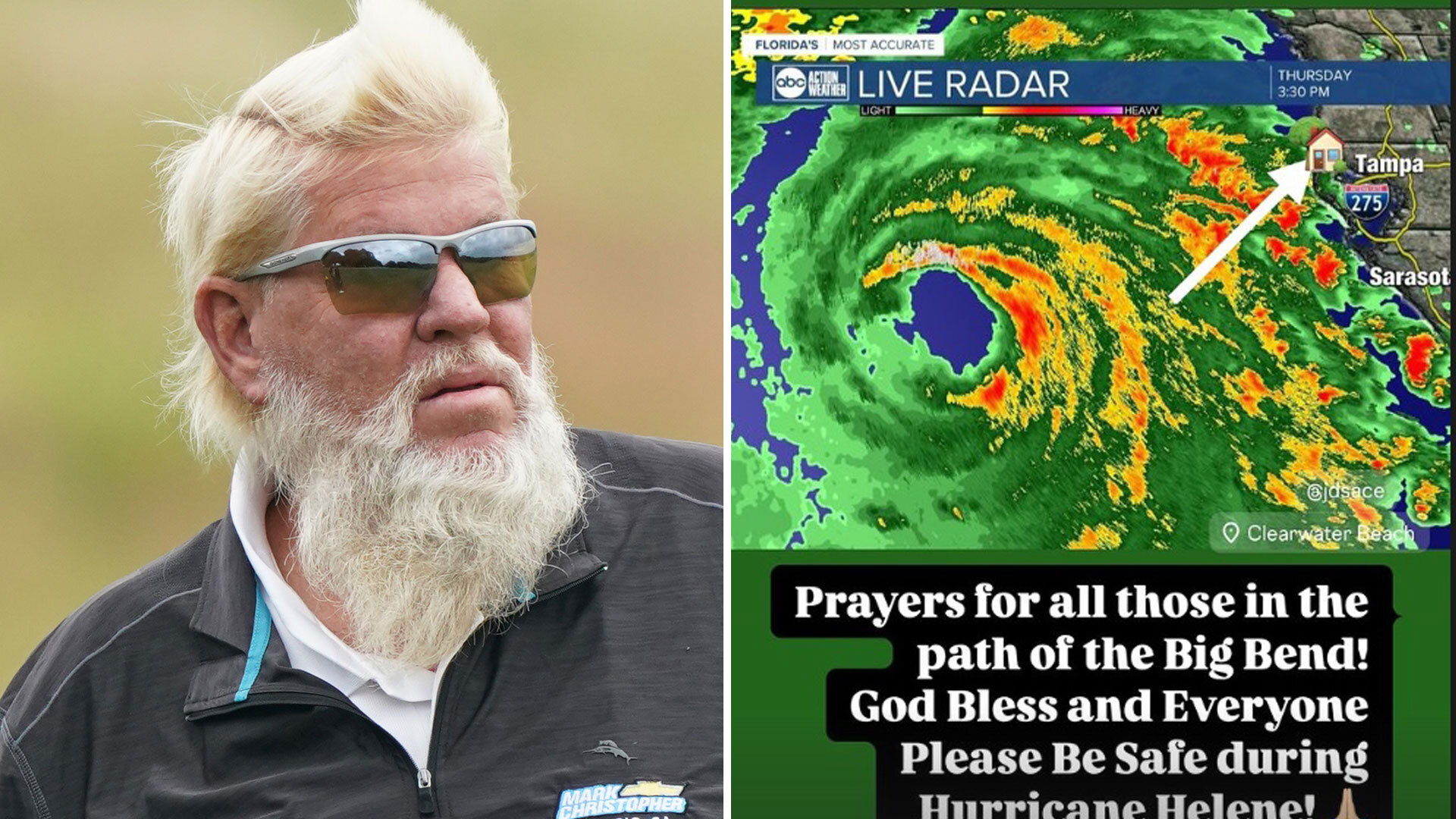 Emotional John Daly reveals he as suffered 'total loss and devastation' after Hurricane Helene destroys his Florida home