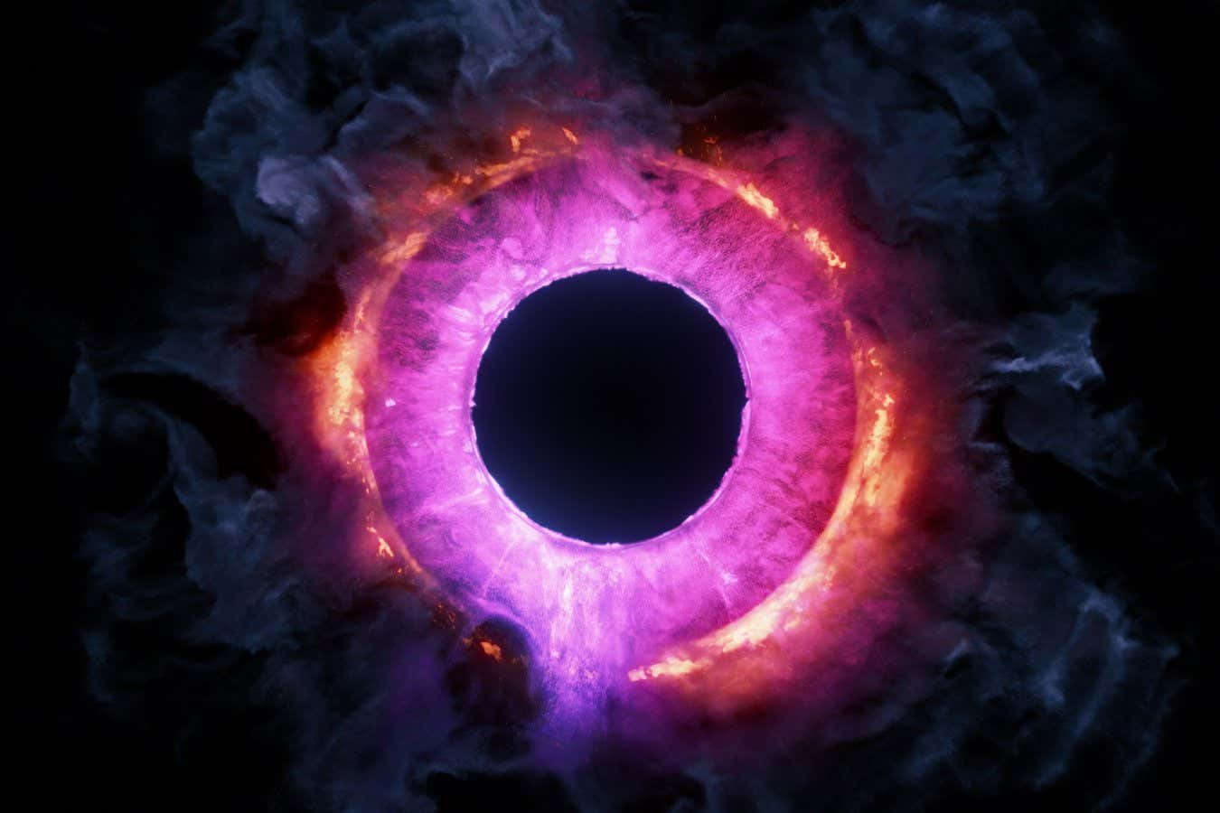 Hole in the cosmos, abstract eye of a gas nebula or sci-fi portal. Neon orb of light, glowing ring in motion, swirl. Halo in space. perfect for logo or text placement. 3D rendering; Shutterstock ID 2048955872; purchase_order: -; job: -; client: -; other: -