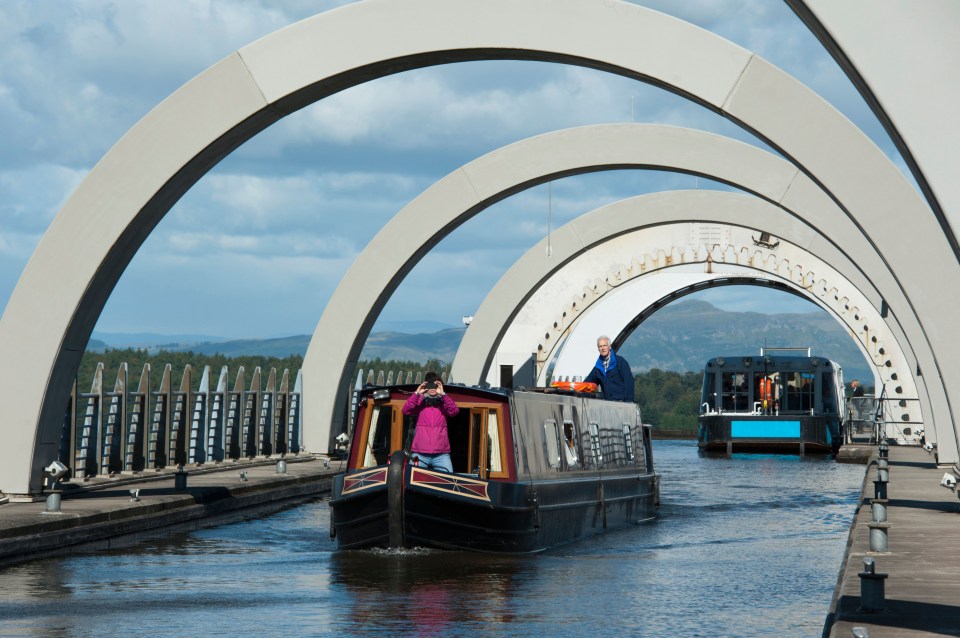 The Falkirk Wheel is a rotating boat lift