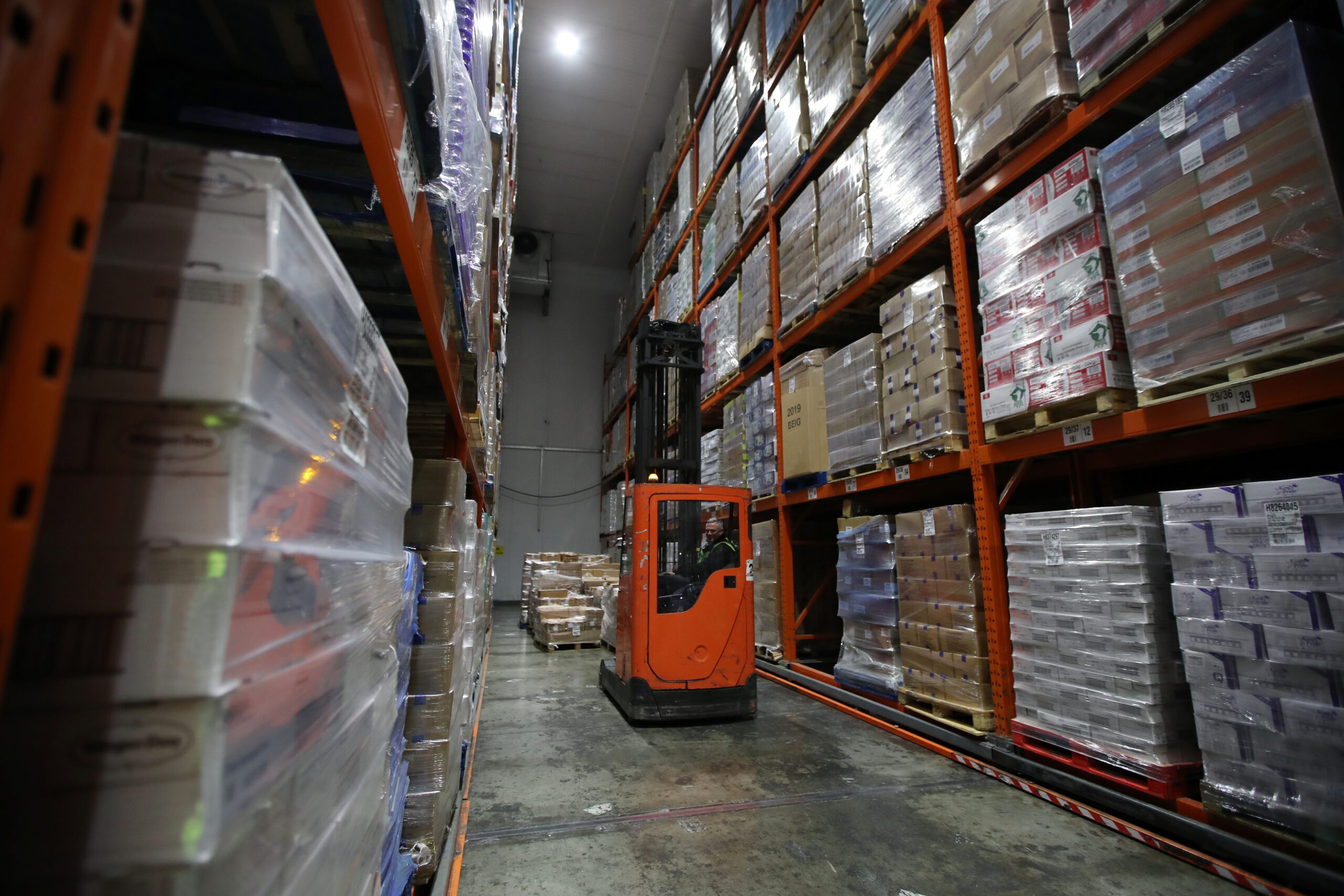 Frozen food unused by airlines is seen in storage at Lineage Logistics in Heywood, The food is to be given to vulnerable local residents by Open Kitchen MCR, following the outbreak of the coronavirus disease (COVID-19), Heywood, Britain, April 29, 2020. REUTERS/Molly Darlington