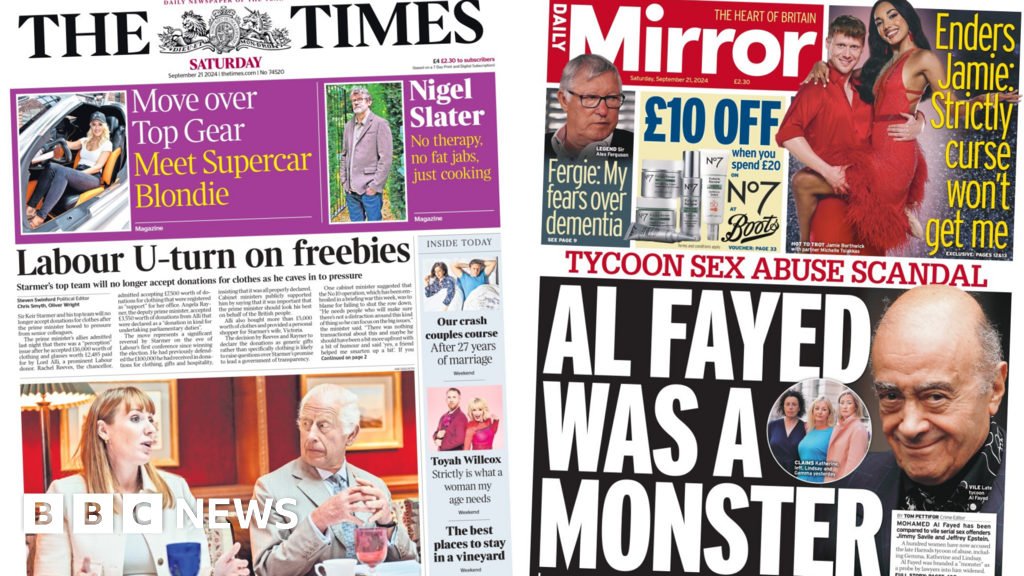 'Labour U-turn on freebies' and 'Fayed was a monster'