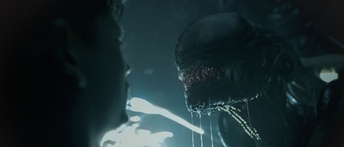 Xenomorph threatens Tyler in Alien: Romulus