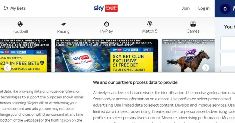 Sky Bet reprimanded by ICO over unlawful cookie usage