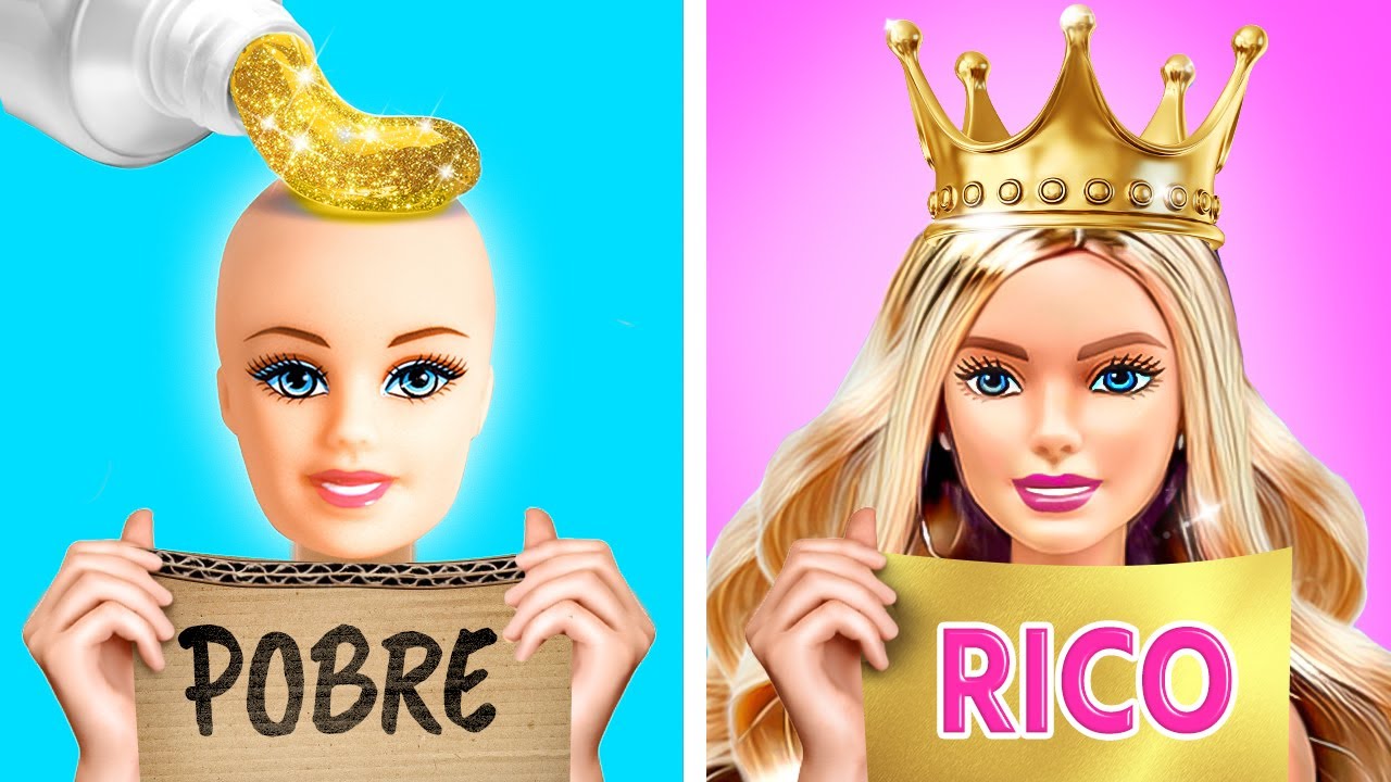 TRANSFORMACIÓN DE MAQUILLAJE 💝 Cambio de look de muñeca 🤩 Barbie rica VS pobre por YayTime!