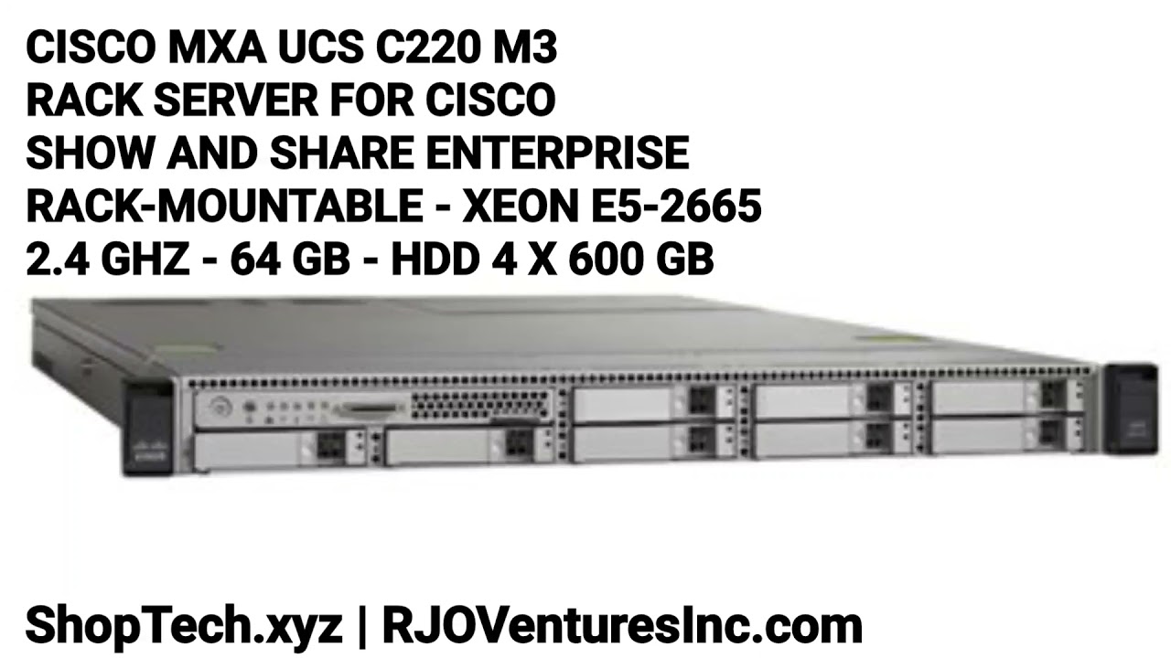 CISCO MXA UCS C220 M3 RACK SERVER - RACK-MOUNTABLE - XEON E5-2665 2.4 GHZ - 64 GB - HDD 4 X 600 GB