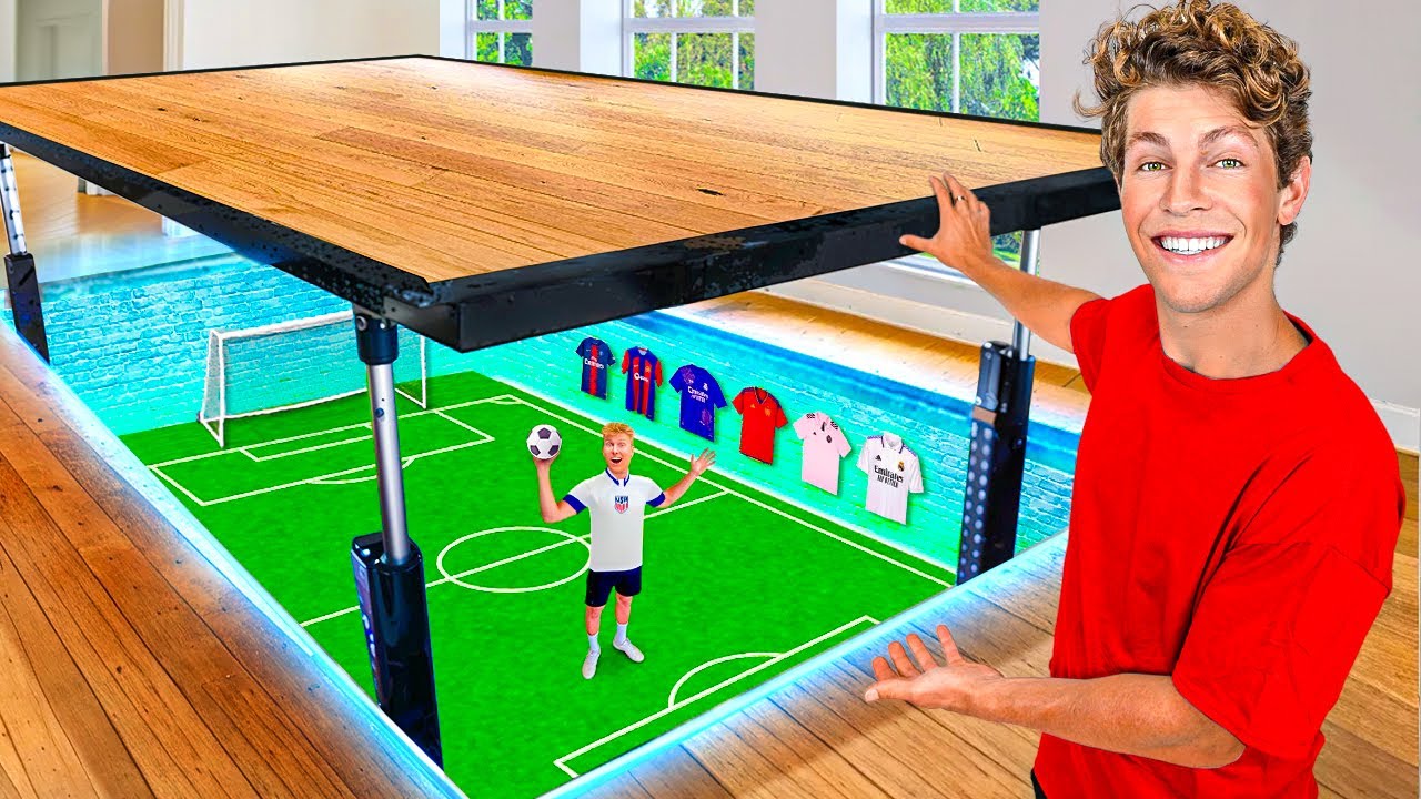 I Built a SECRET Soccer Field in My Room!