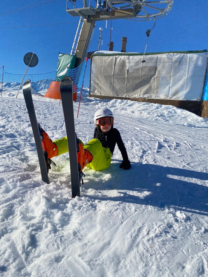 Caroline’s son takes a tumble in the snow