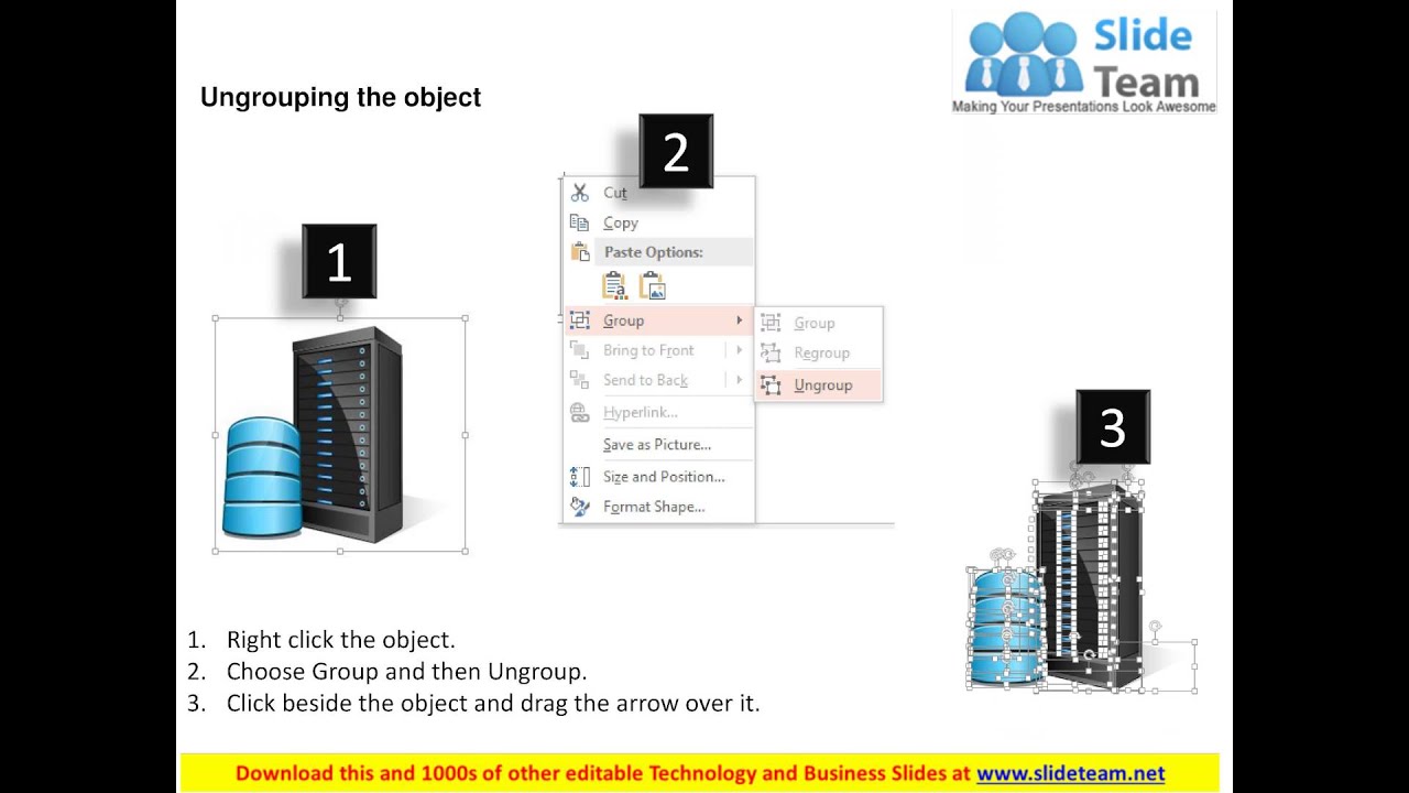 0814 Rack of blade computer servers with storage or database within a datacenter ppt Slides