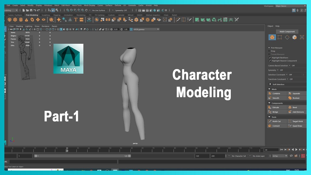 Speed Modeling Female Character Modeling in maya #angel