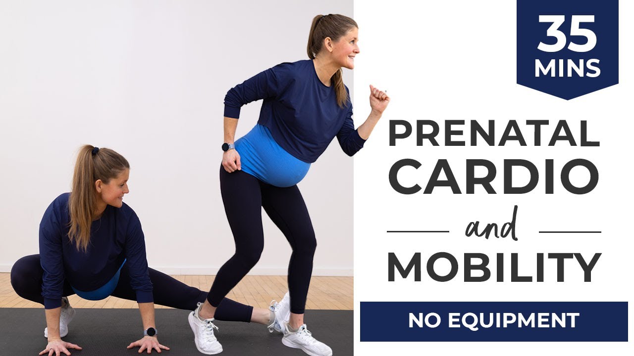 35-Minute Prenatal Cardio Workout with Mobility + Stretching (No Equipment)