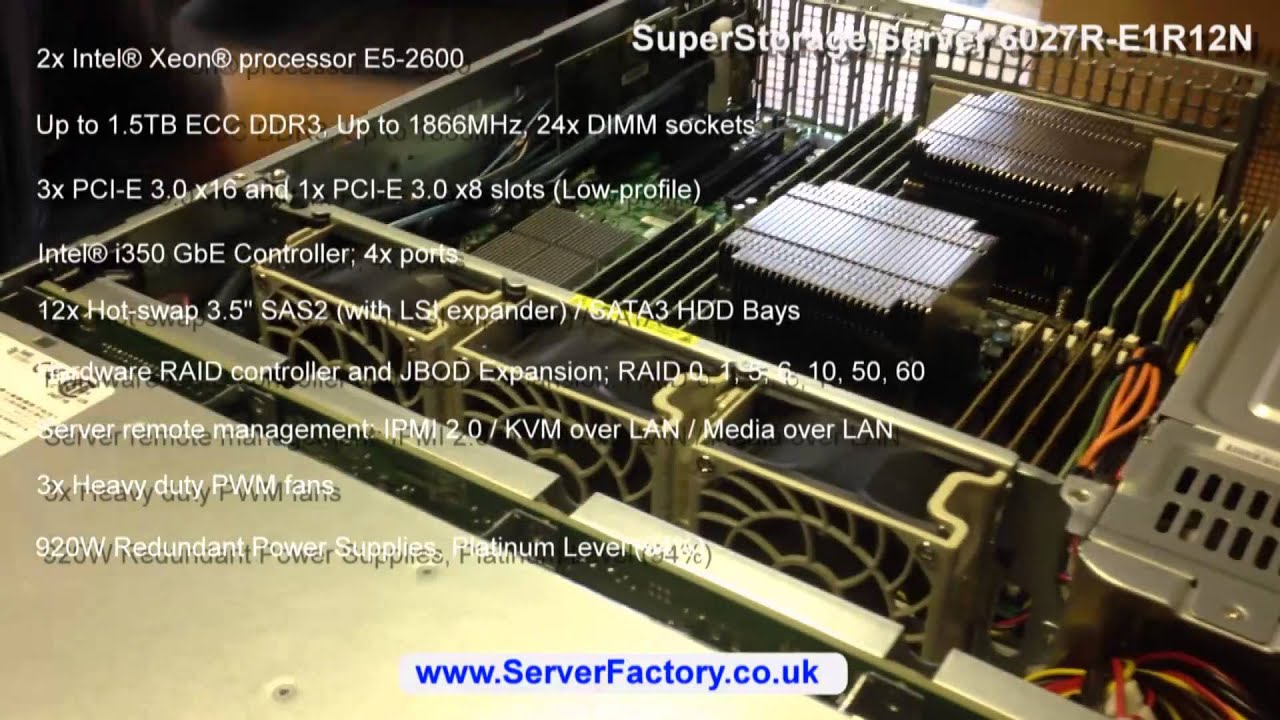 Supermicro Storage system 6027R E1R12N, rackmount server, data storage