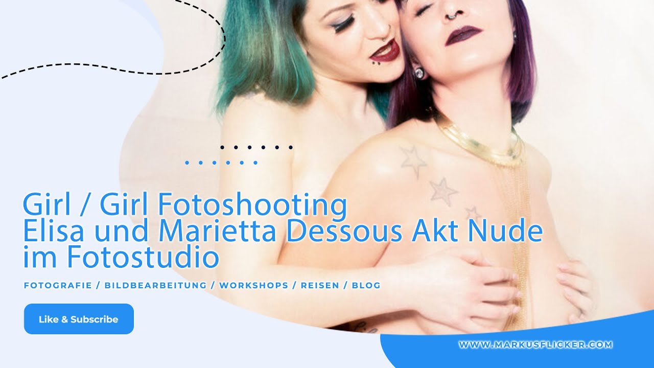 Girl / Girl Fotoshooting mit Female Models Elisa und Marietta Dessous Akt Nude im Fotostudio