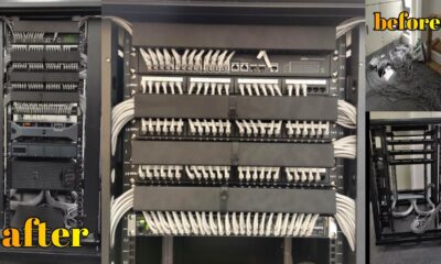 Network Cable Management And Installation For A Office Setup 22U Server Rack Cat6