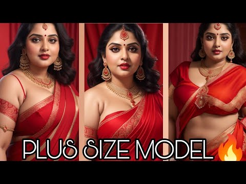 Plus Size Indian women Al Model Lookbook #beautifulgirl #beautyfulwomenart #beautinred #saree