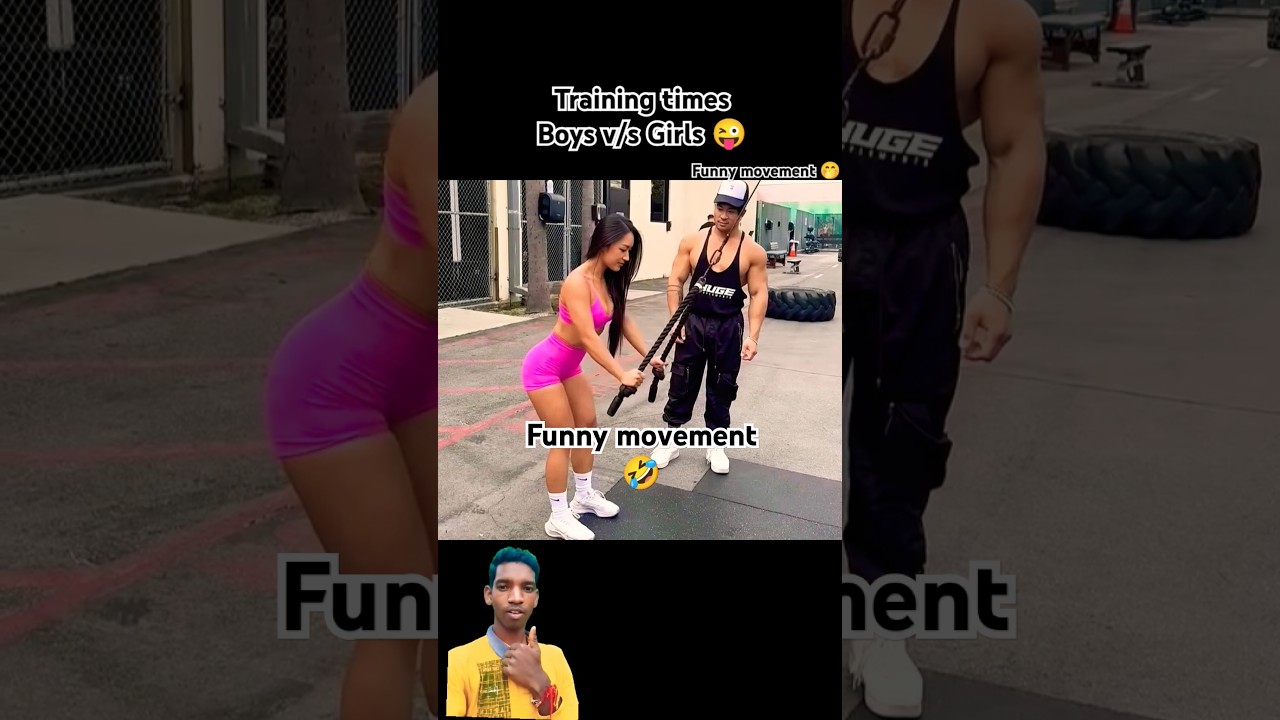 Boys v/s Girl's training time funny movement at daily workout🏋🚴💪 #workout #exercise #shorts