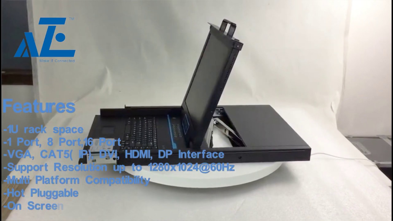 AZE Rack-Mount LCD KVM Console Switch Solutions for Server Rack Enclosure