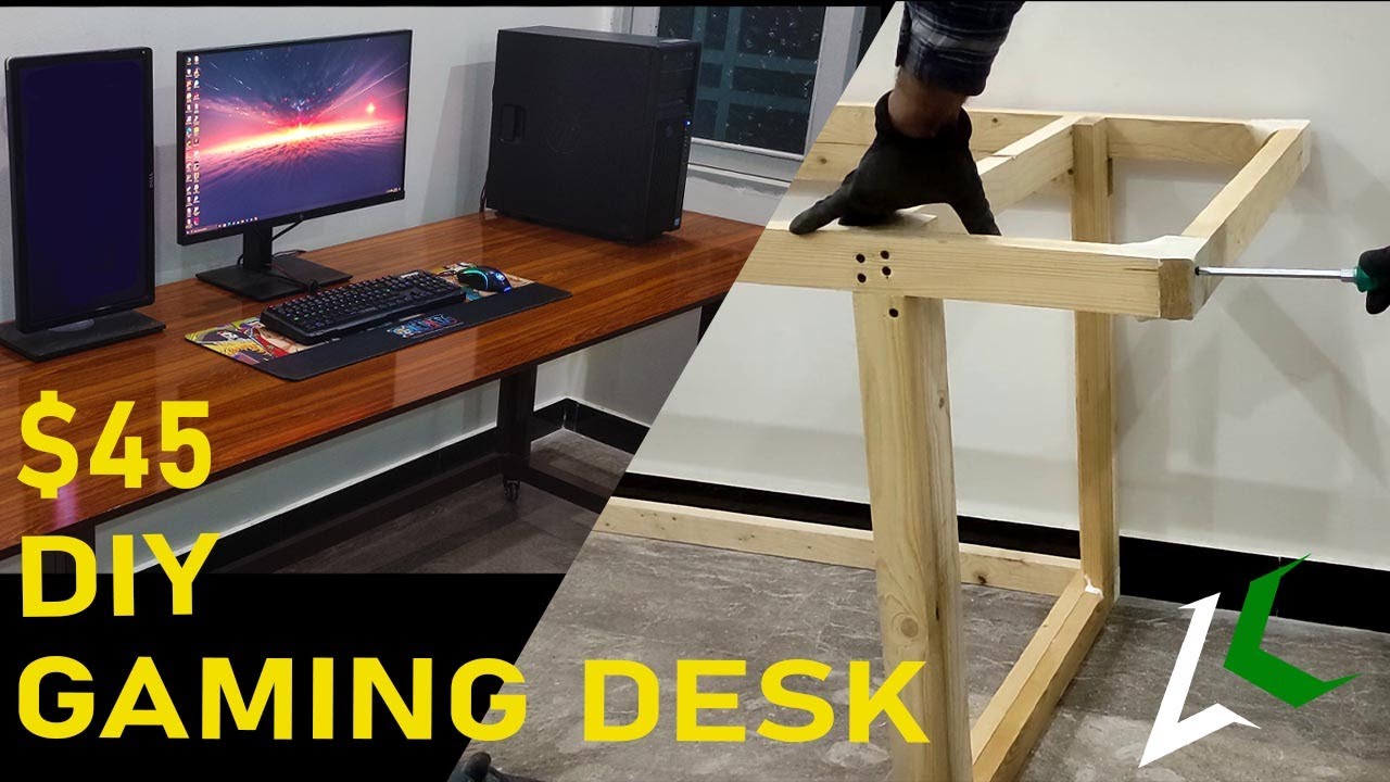 DIY Gaming Desk for $45 | Built-in cable management desk setup | with Basic Tools Only!