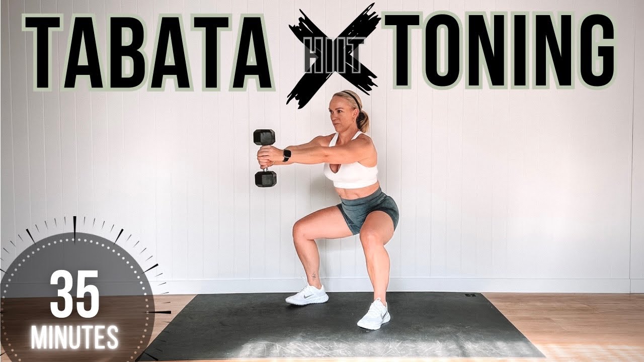 35 MIN TOTAL BODY TABATA TONING WORKOUT for Women | with Weights