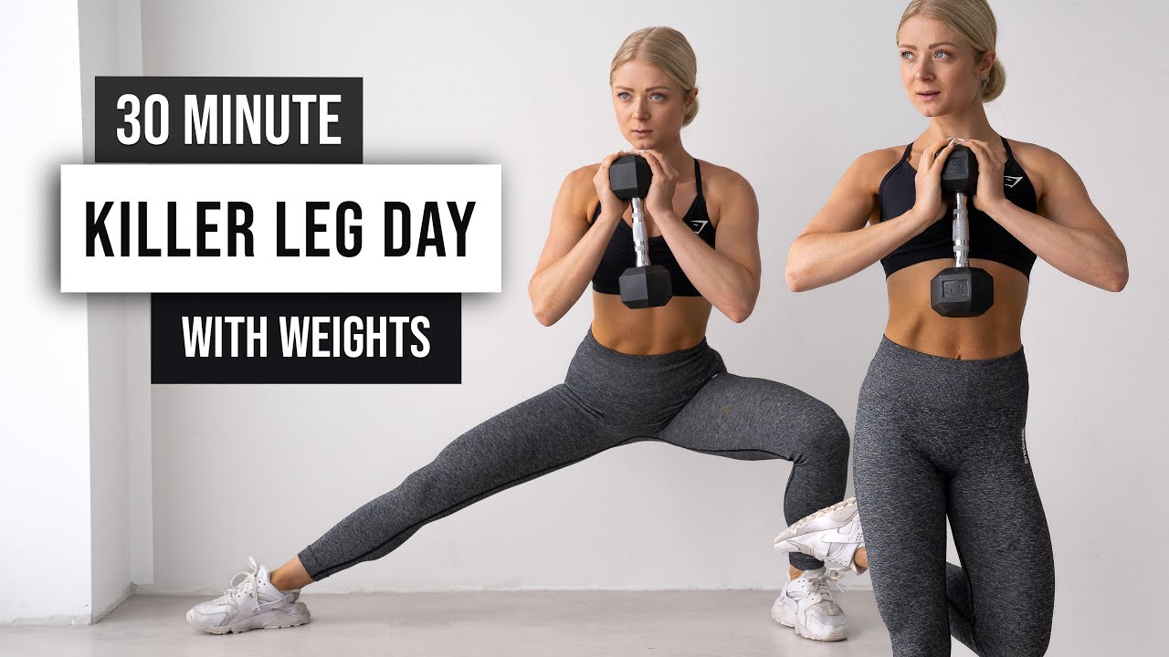 30 MIN KILLER LOWER BODY HIIT Workout - With Weights, No Repeat, Leg Day Home Workout