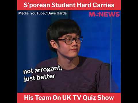 Singaporean Student Hard Carries His Team On UK TV Quiz Show