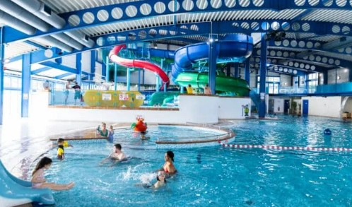 The indoor waterpark is one of the site's main draws