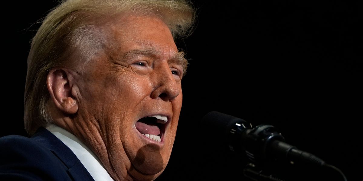 Supporters listen in near-empty arena sections as Republican presidential nominee Donald Trump speaks at a campaign rally Wednesday in Reading, Pennsylvania.