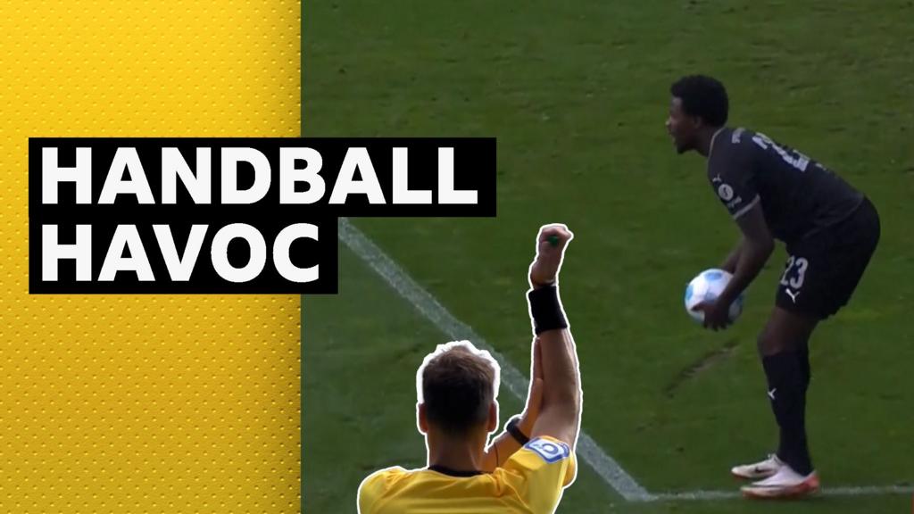 Watch: Referee awards two bizarre penalties for handball