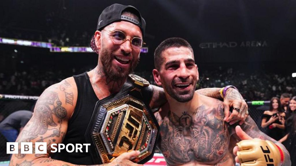 UFC 308: Ilia Topuria stuns Max Holloway with Real Madrid legend Sergio Ramos at cage-side